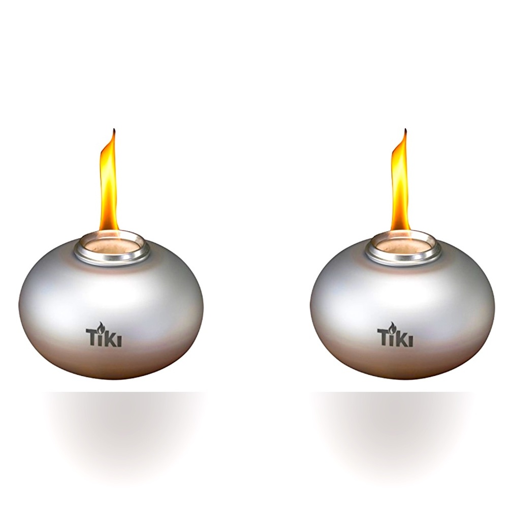 TIKI Pearl Table Torches - Set of 2 - Silver - New!